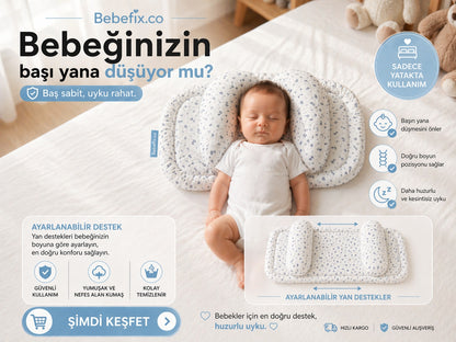 Ayarlanabilir Yan Destekli Bebek Baş & Boyun Destek Minderi