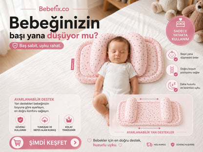 Ayarlanabilir Yan Destekli Bebek Baş & Boyun Destek Minderi