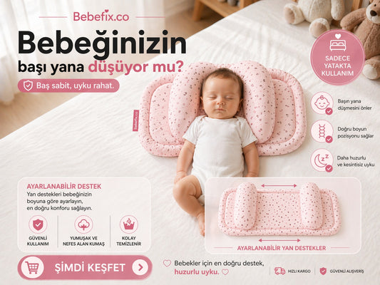 Ayarlanabilir Yan Destekli Bebek Baş & Boyun Destek Minderi